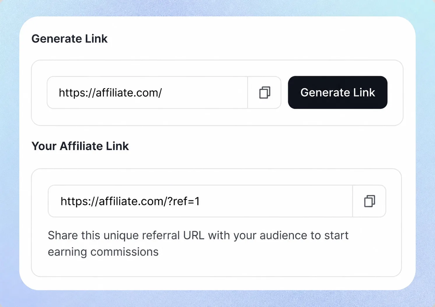 Generate unique affiliate referral links