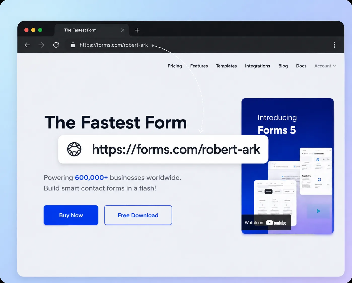 Affiliate landing page interface